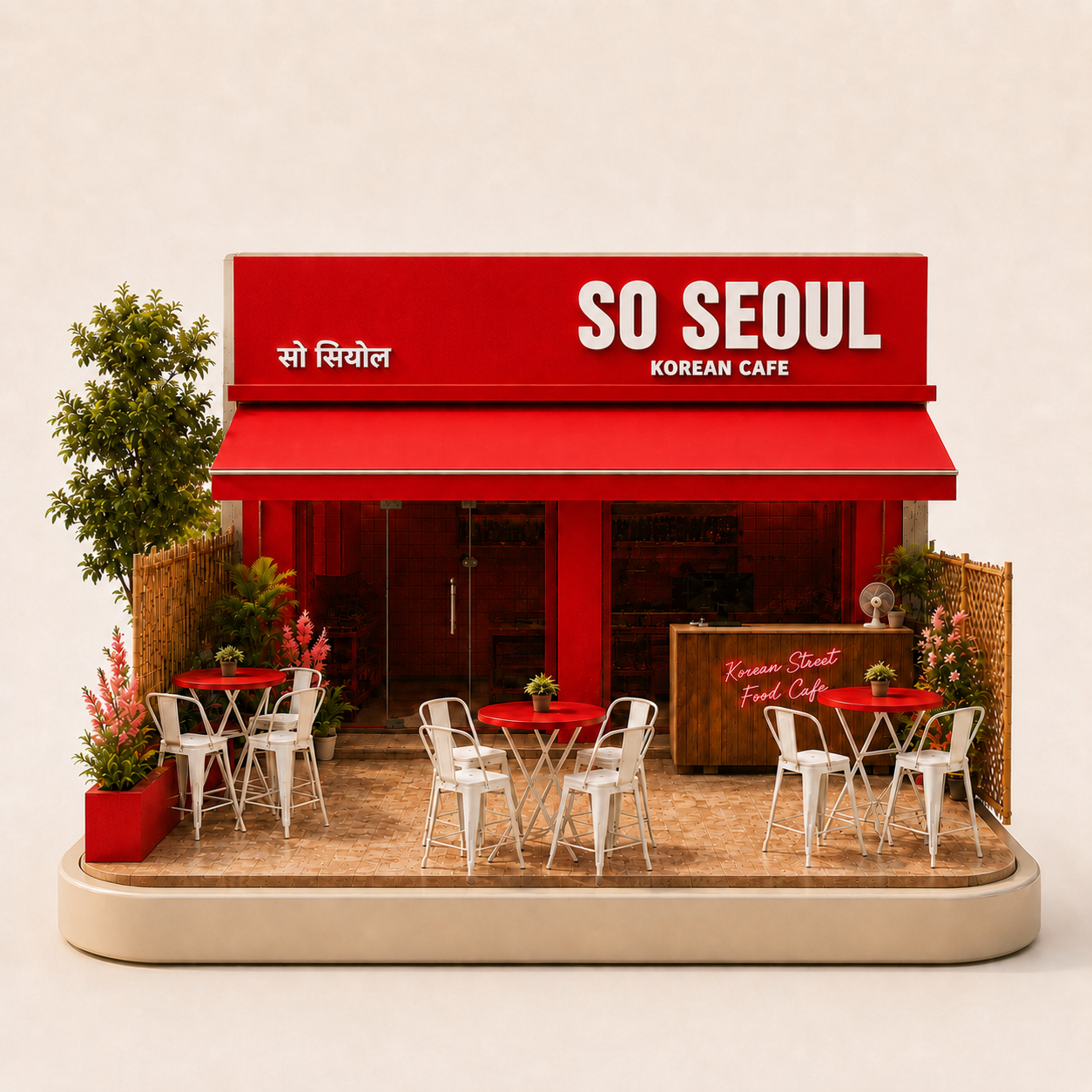 So Seoul Pitampura — miniature model of the café storefront